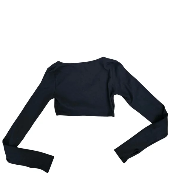 Joah Brown Black Long Sleeve Crop Top XS - Picture 3 of 6